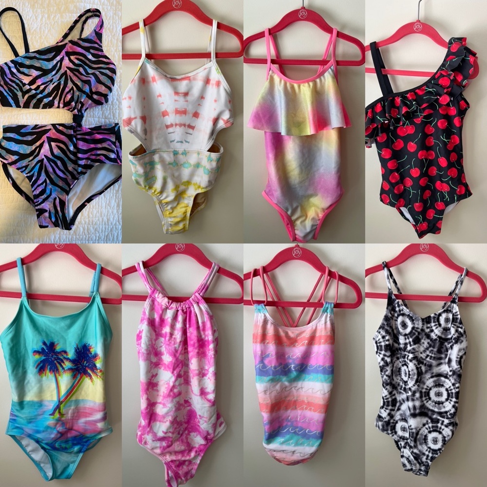 Bundle of 8 One Piece Swim Bathing Suits Sizes 6/6x/7